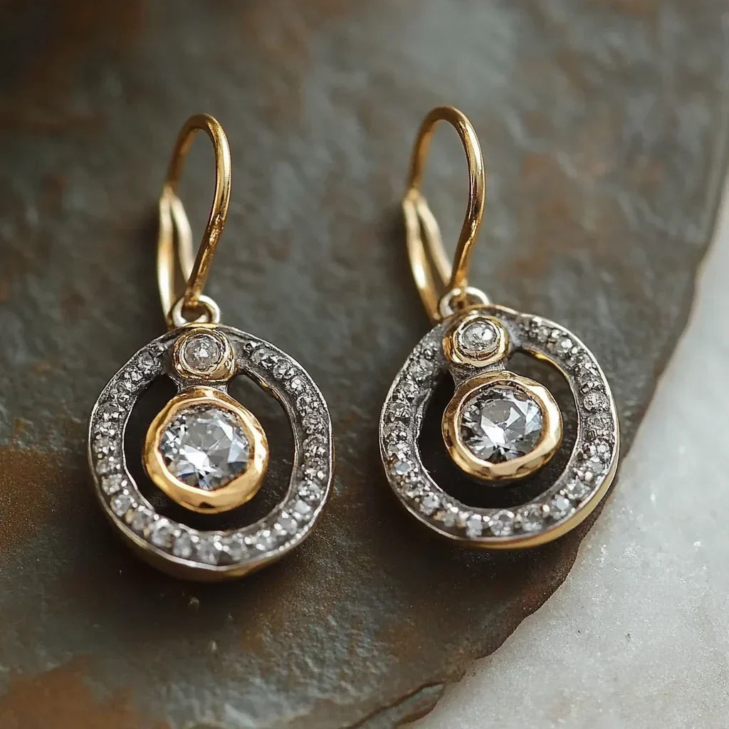 Vintage Zirconia & Gold Earrings