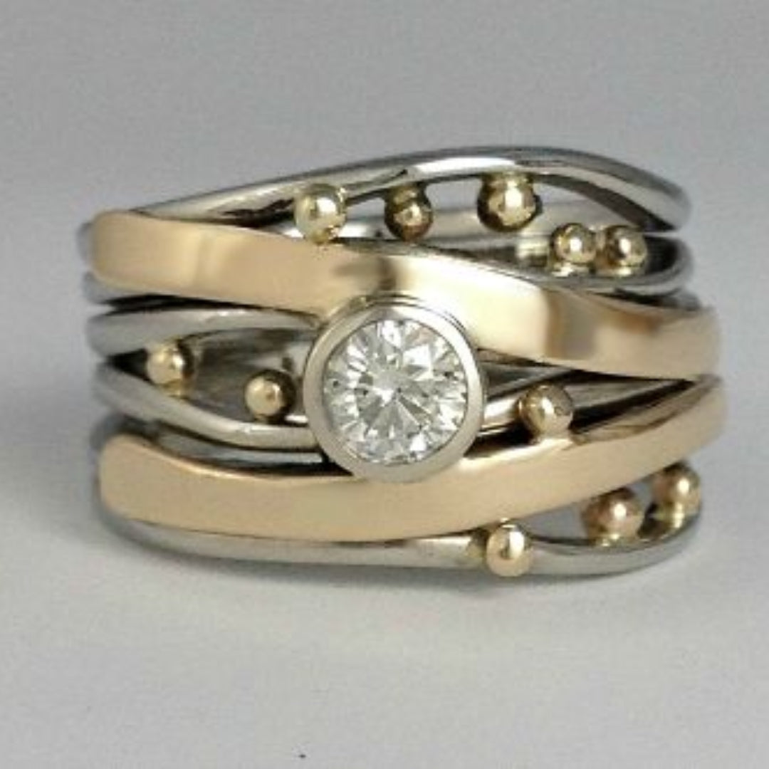 Silver and Gold Bezel Wrap Ring
