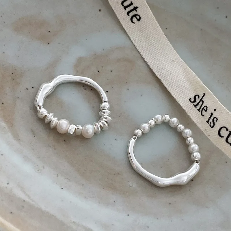 Irregular Pearl Rings Made of Sterling Silver