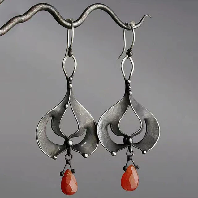 Vintage Earrings with Red Crystal