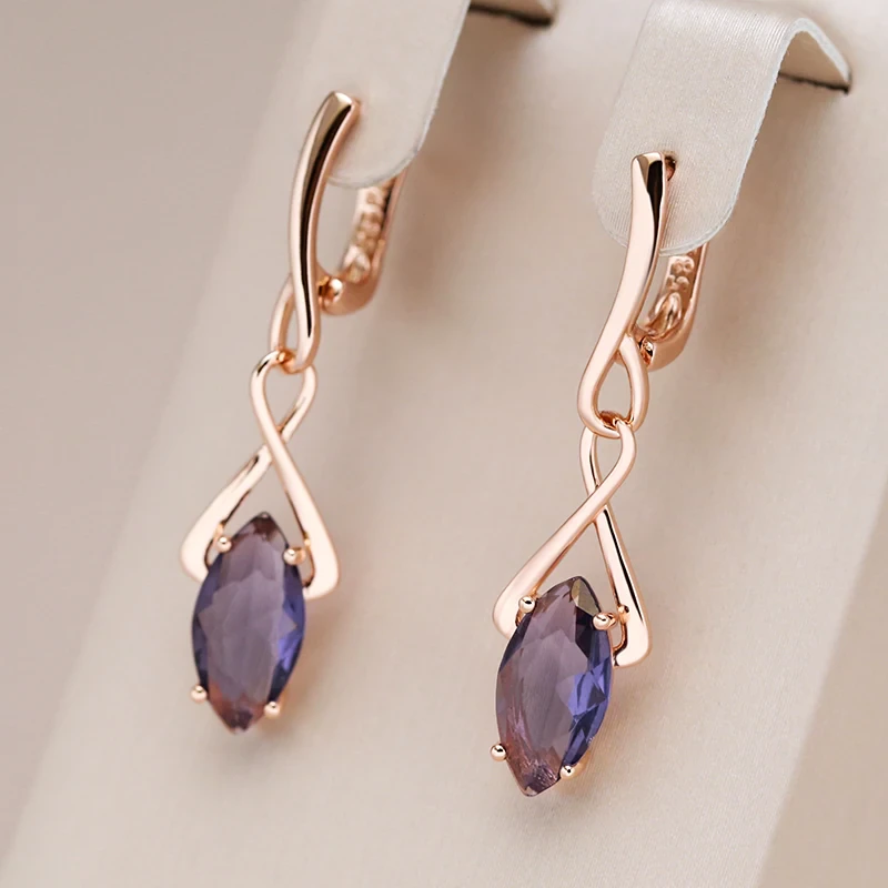 Elegant Earrings with Purple Crystal