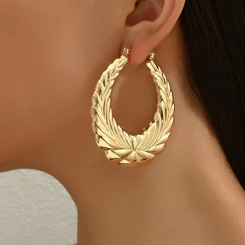 Golden Tiara Hoop Earrings