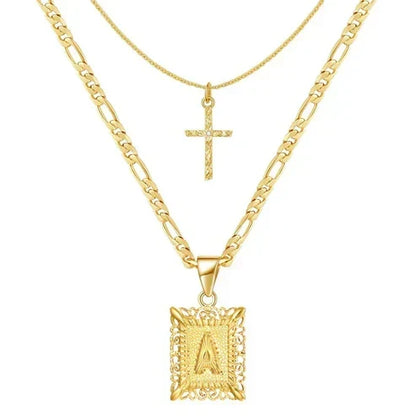Cross Initial Necklace Set