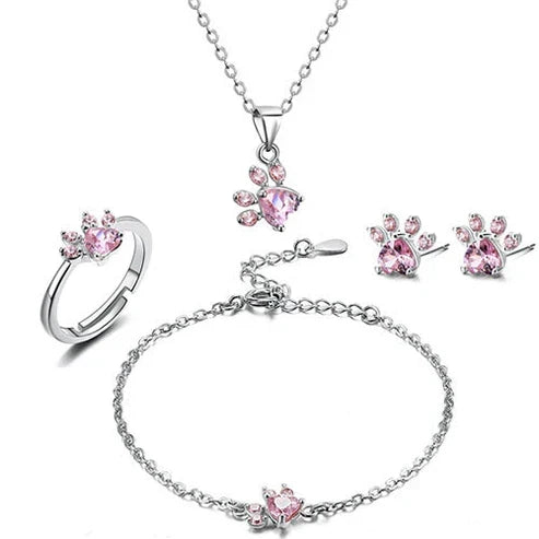 Rose Gold Paw Jewellery Set