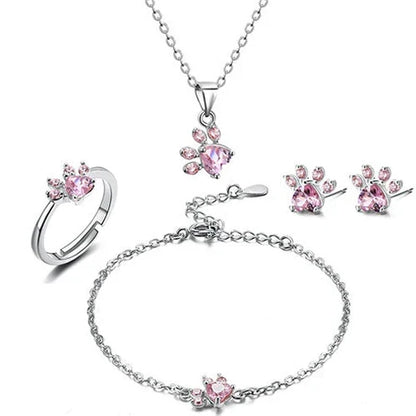 Rose Gold Paw Jewellery Set