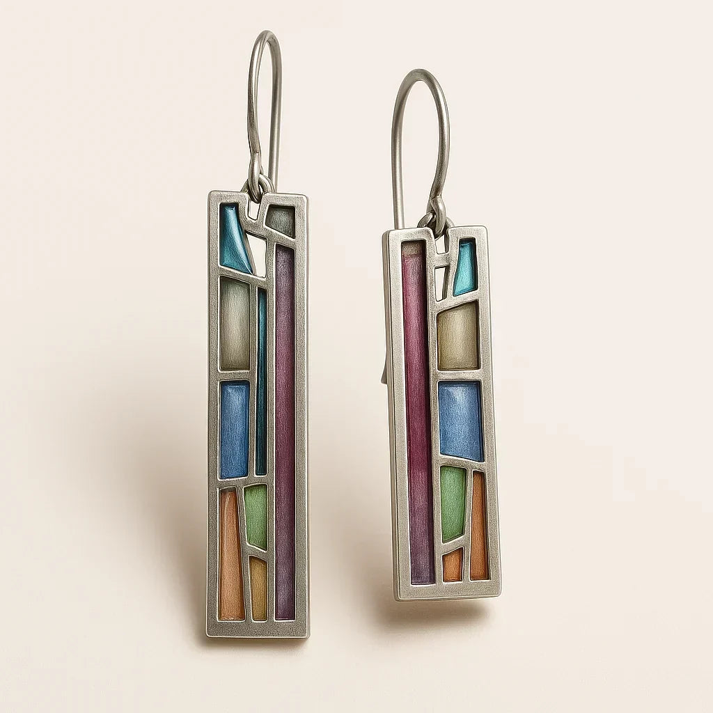 Mozaic Silver Vintage Earrings