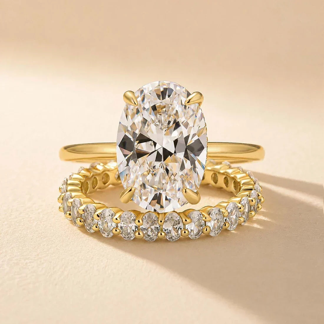 Oval Cut 2PC Wedding Ring Set