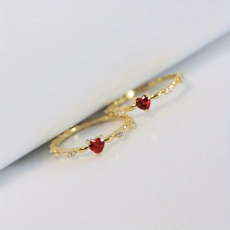 Gold Ruby Heart Ring