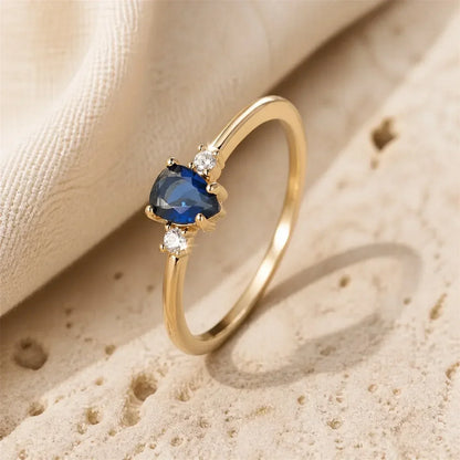 Minimalist Pear Cut Royal Sapphire Ring