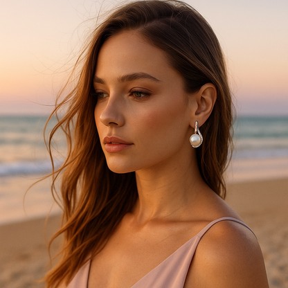 Lorelei | Buttoned Earrings with Pearl