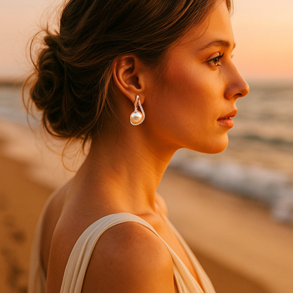Lorelei | Buttoned Earrings with Pearl
