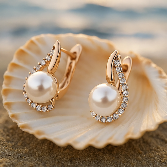 Lorelei | Buttoned Earrings with Pearl