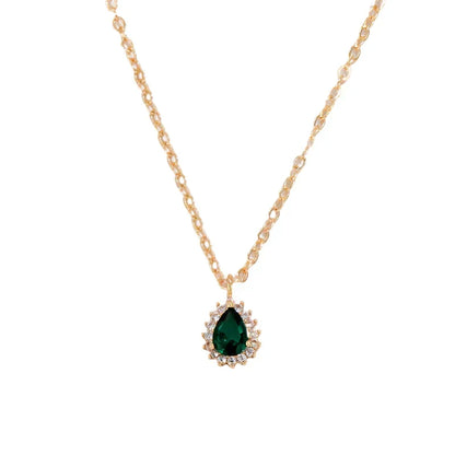 Gold Emerald Teardrop Necklace
