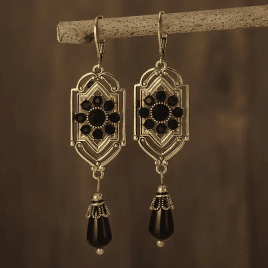 Black Crystal Drop Earrings
