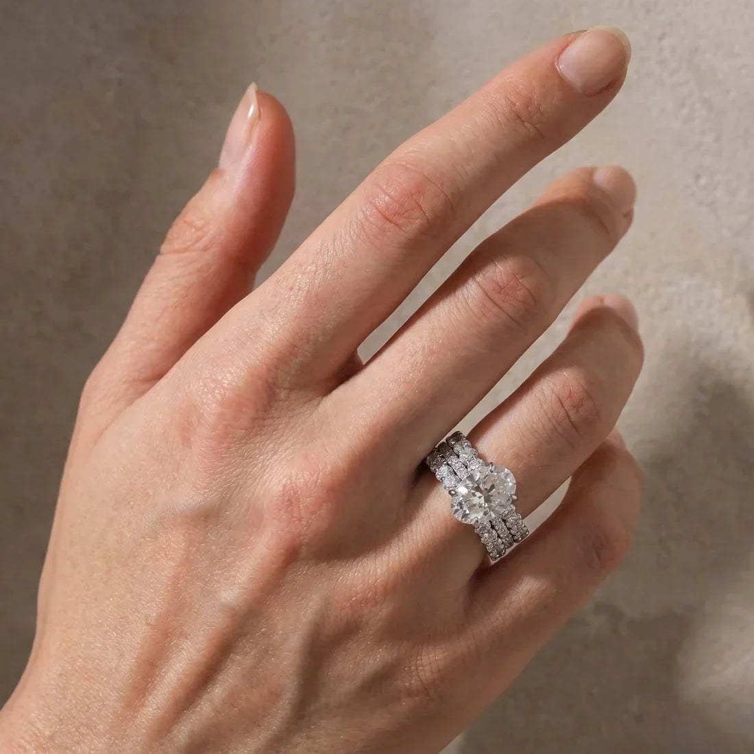 Stunning Oval Cut 3PC Wedding Ring Set