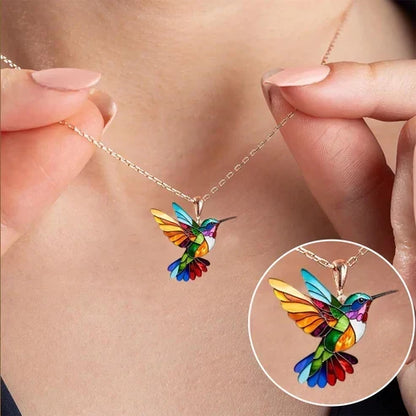 Beautiful Hummingbird Necklace with Bonus Earrings