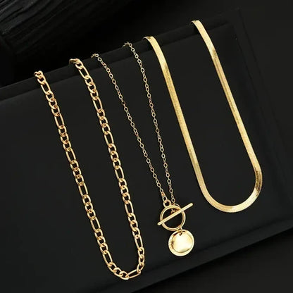 Savira Textured Coin Layered Necklace