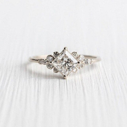 Luxurious Ring with Cubic Zirconia Made of Gold and Silver
