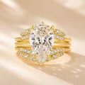 Vintage Pear Cut Wedding Ring Set