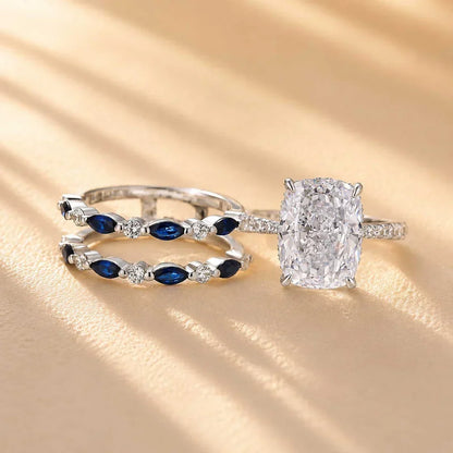 Cushion Cut Insert Wedding Ring Set