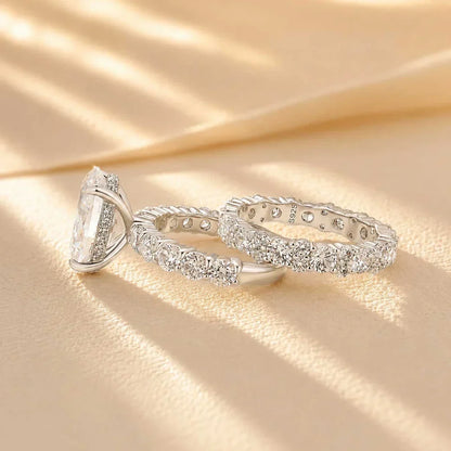 Oval Cut Engagement Ring with Stackable Wedding Ring