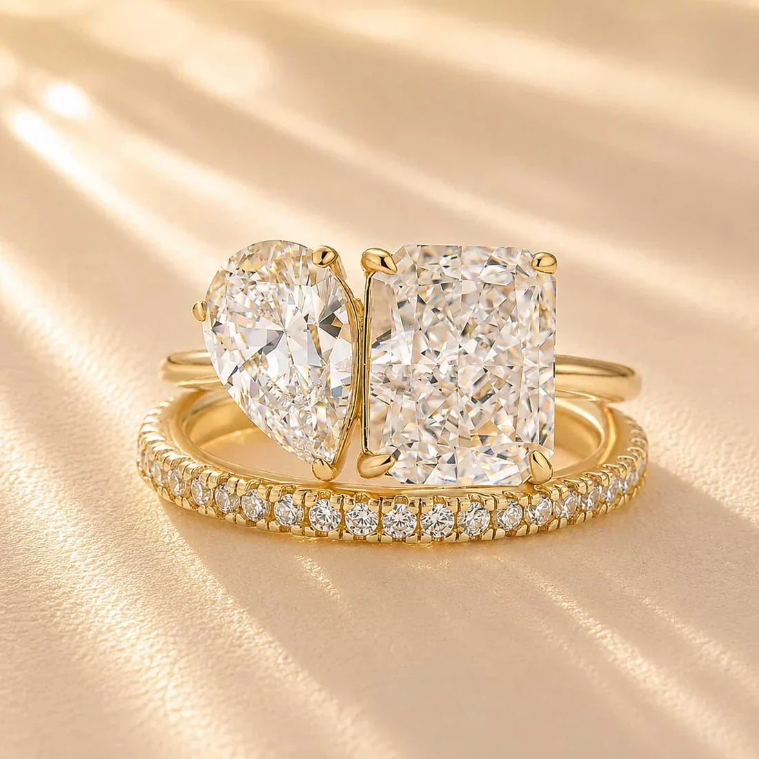 Radiant & Pear Cut Classic Wedding Ring Set
