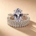 Stunning Oval Cut 3PC Wedding Ring Set