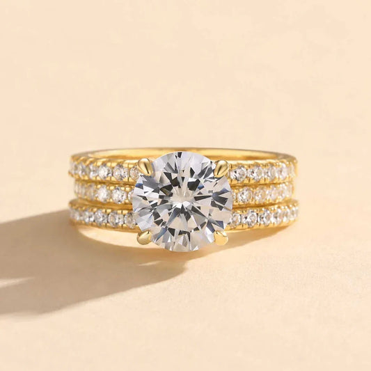 3PC Round Cut Wedding Ring Set