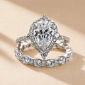 Gorgeous Halo Pear Cut Bridal Ring Set