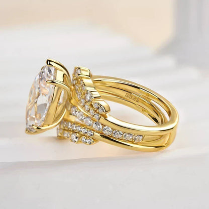 Marquise Cut Insert Wedding Ring Set