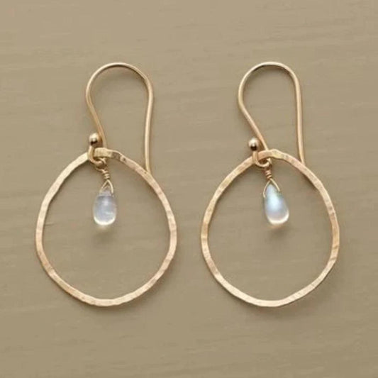 Vintage Earrings Made of White Crystal in Gold