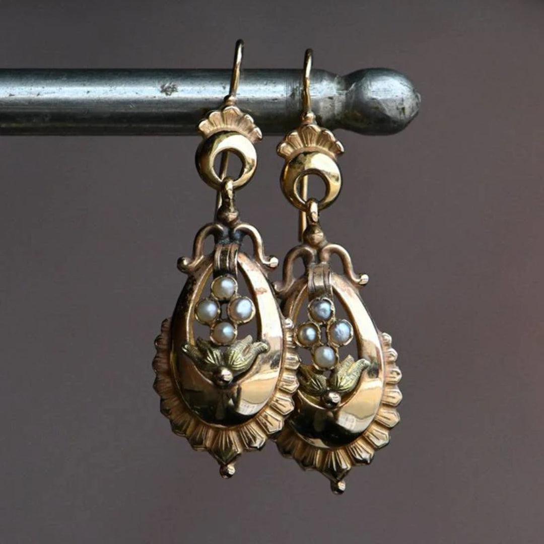 Gold-Plated Vintage Beetle Earrings