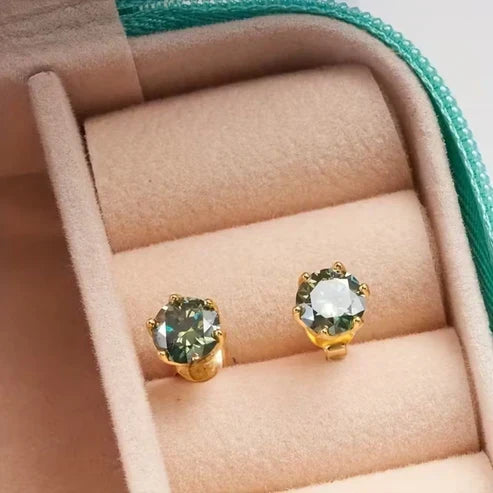 Moss Agate Rounded Stud Earrings