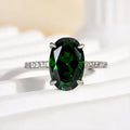Classic Oval Cut Emerald Green Engagement Ring