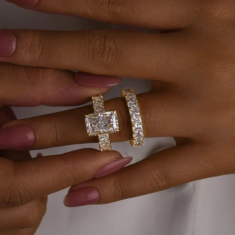 Radiant Cut Engagement Ring Set