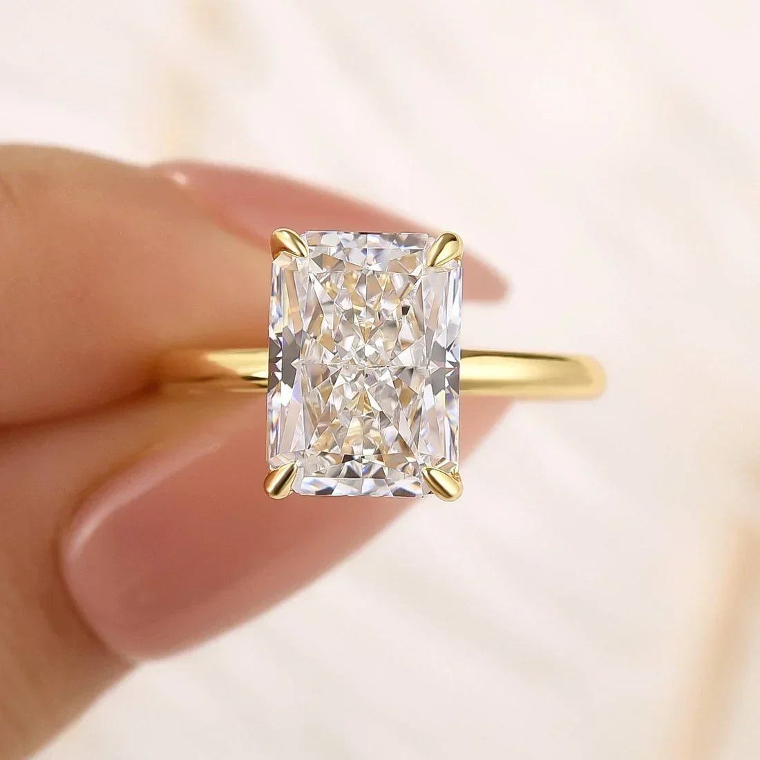 Radiant Cut Simulated Diamond Engagement Ring