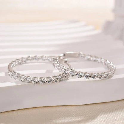 Sparkle Round Cut Hoop Earrings