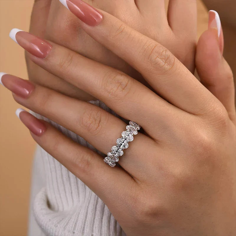 Oval Cut Eternity Wedding Band for Women