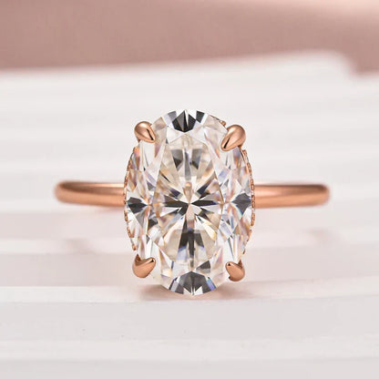 Oval Cut Hidden Halo Engagement Ring