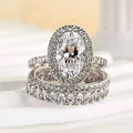 Exclusive Halo Oval Cut Wedding Ring Set