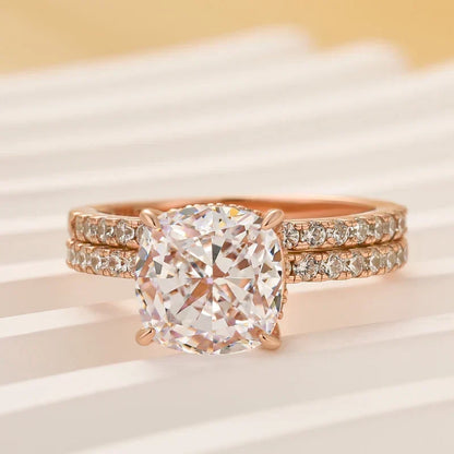 Cushion Cut White Sapphire Wedding Set