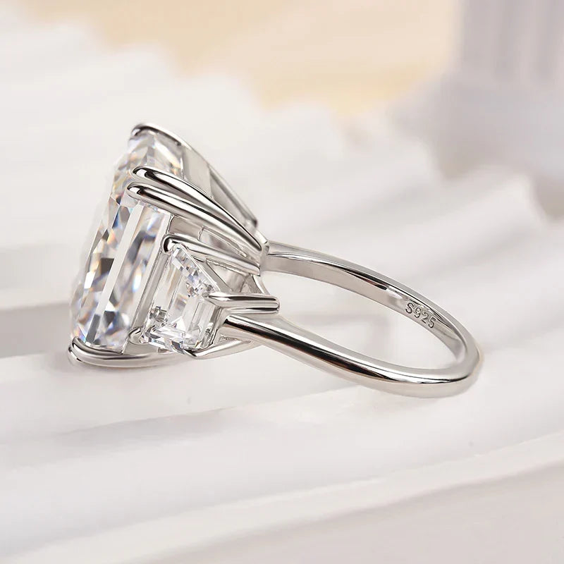 Crushed Ice Three Stone Engagement Ring