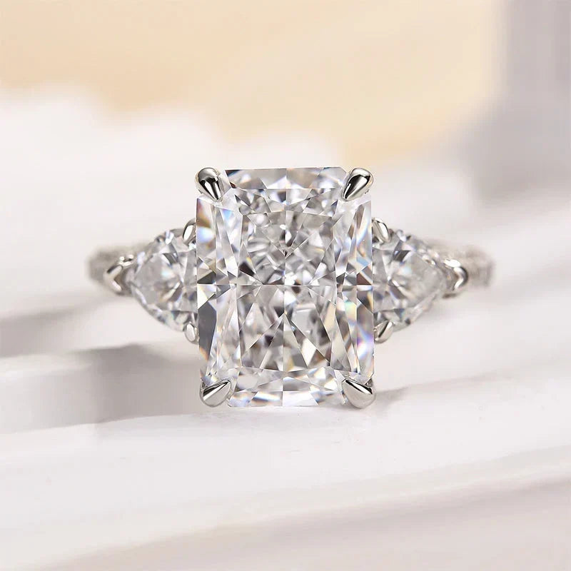 Pink & White Stone Radiant Cut Engagement Ring