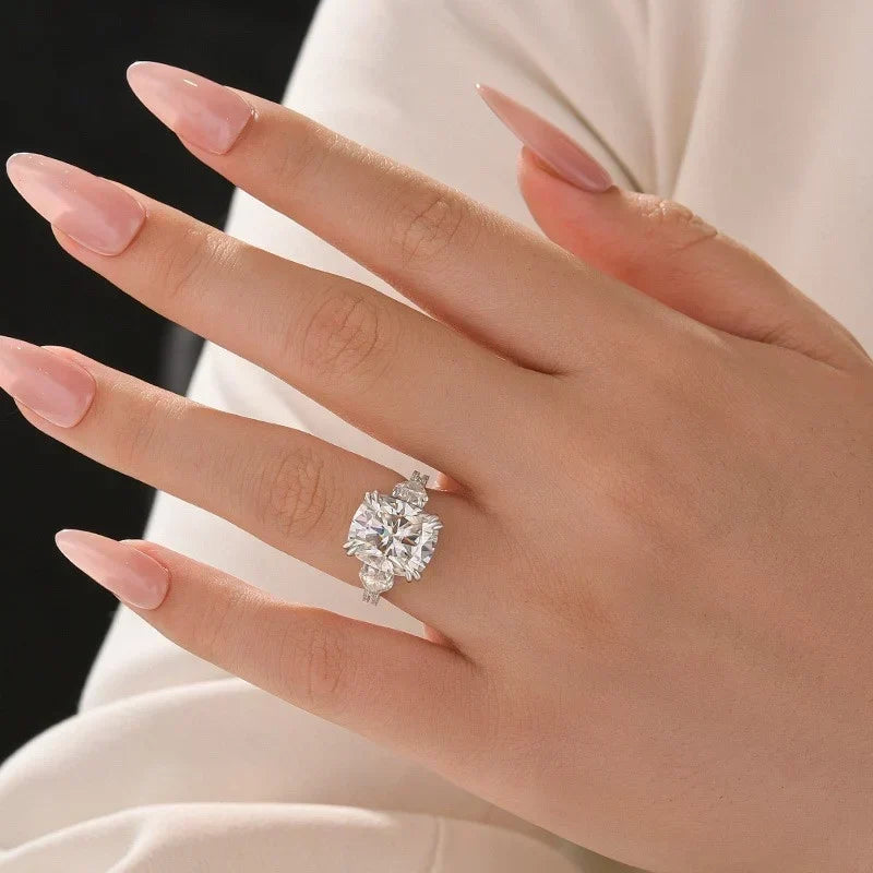 Cushion Cut Three Stone Engagement Ring