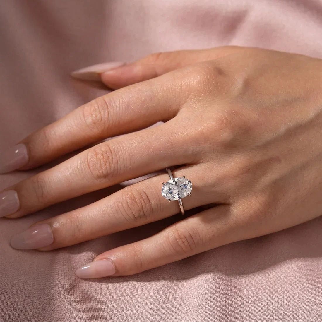 Oval Cut Hidden Halo Engagement Ring