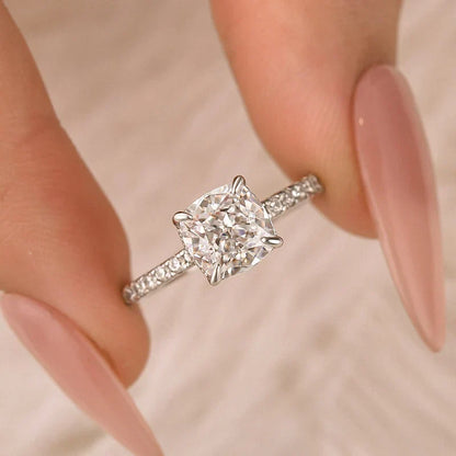 Cushion Cut White Sapphire Women's Engagement Ring