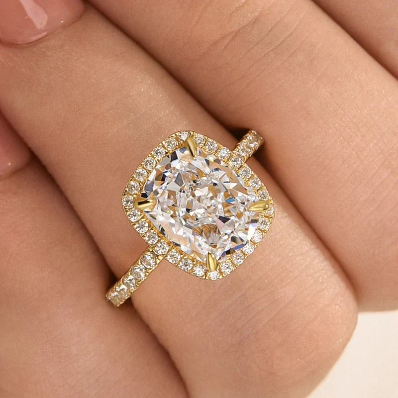 Luxurious Halo Cushion Cut Engagement Ring