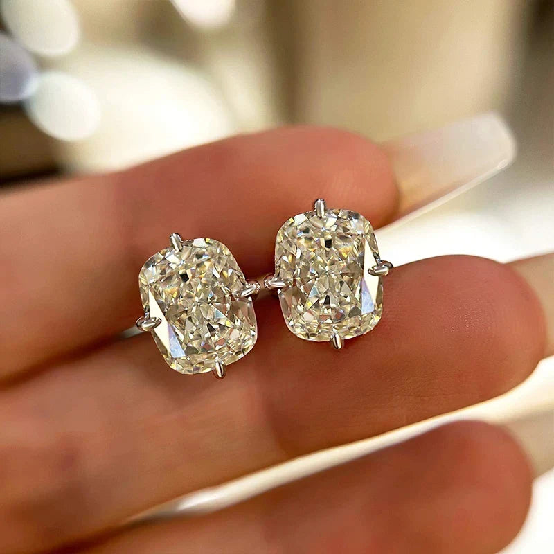 Cushion Cut Vintage Stud Earrings