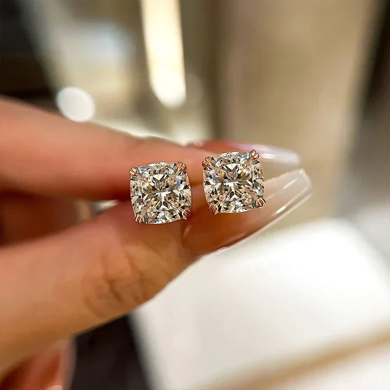 Cushion Cut Stud Earrings for Women