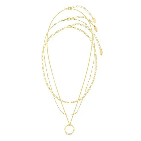 Open Circle Three Row Necklace